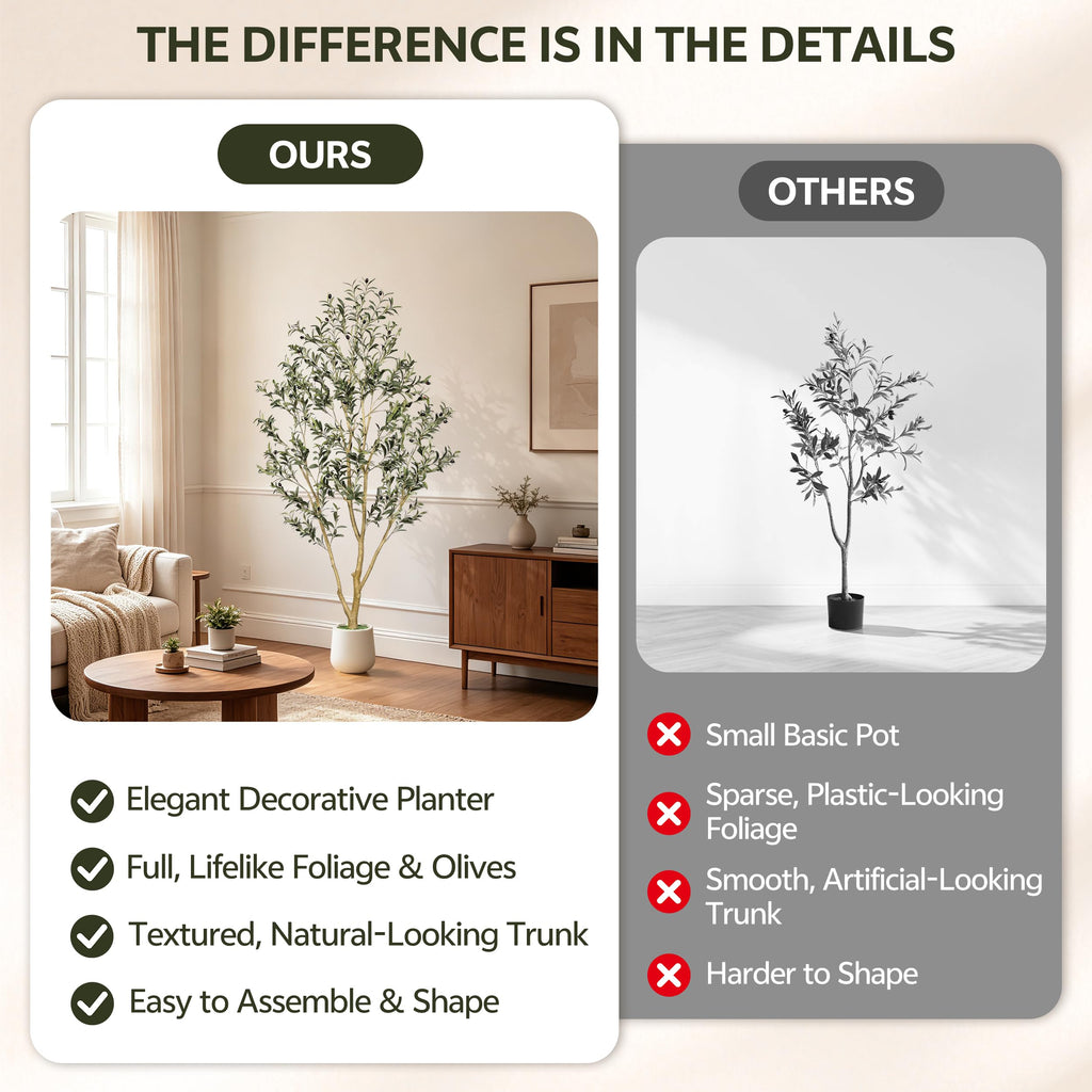 Olive Trees Artificial Indoor 7ft with White Tall Planter