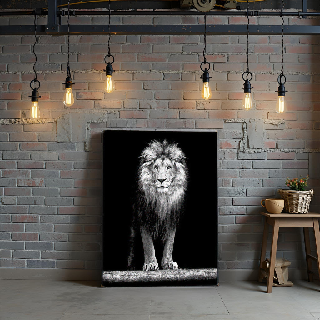 Lion Pictures Wall Art Black and White Lion Portrait Canvas Painting Office Decoration Ready to Hang 28"x40"