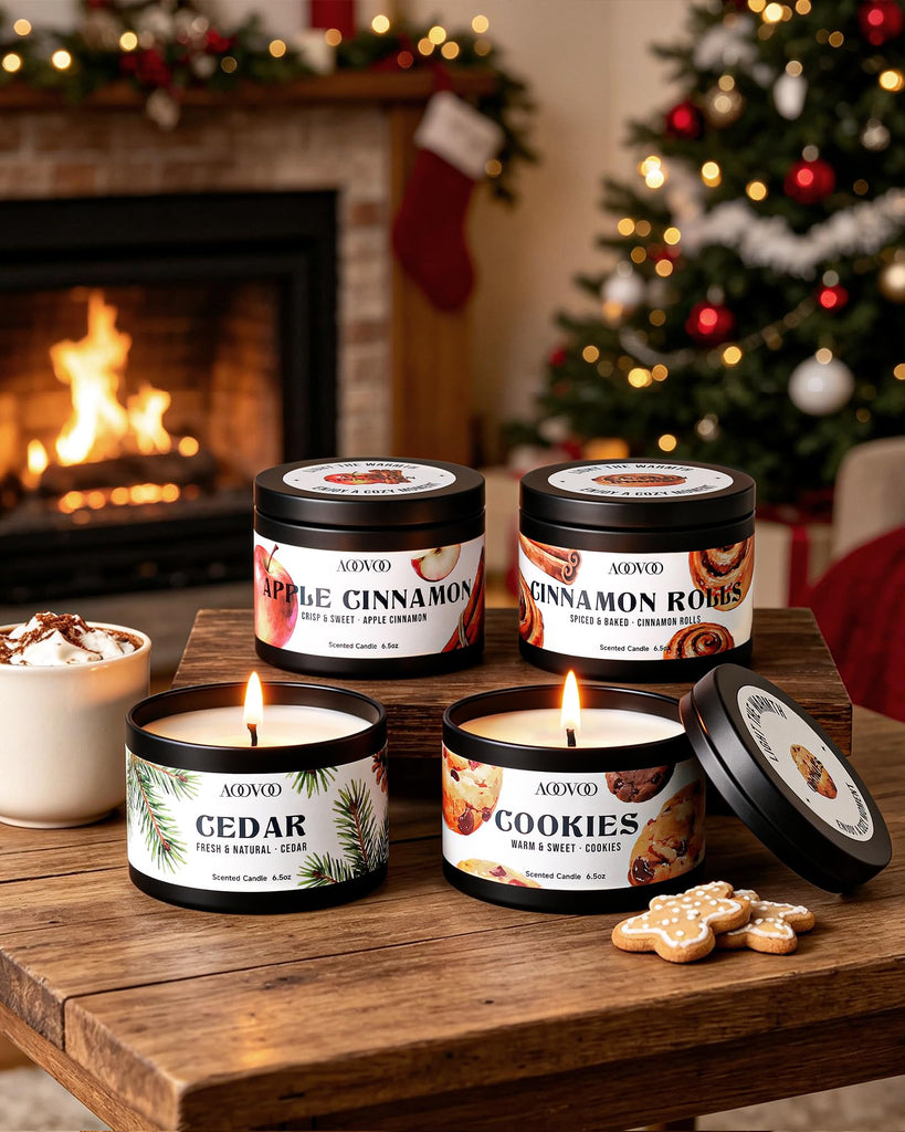 Winter Candles Set- 4 Pack Scented Candles Decor