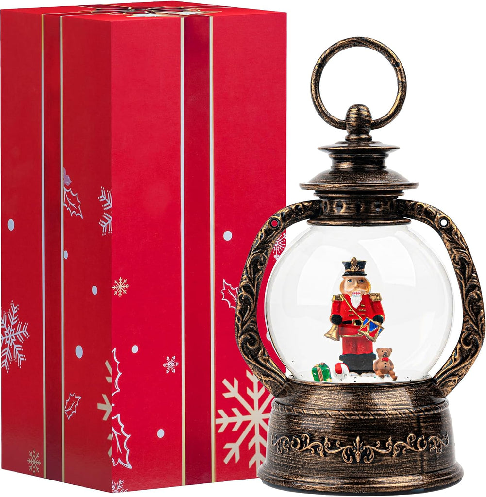 Musical Snow Globe Lantern Lighted Nutcracker Christmas Snow Water Lantern Swirling Glittering Home Decoration