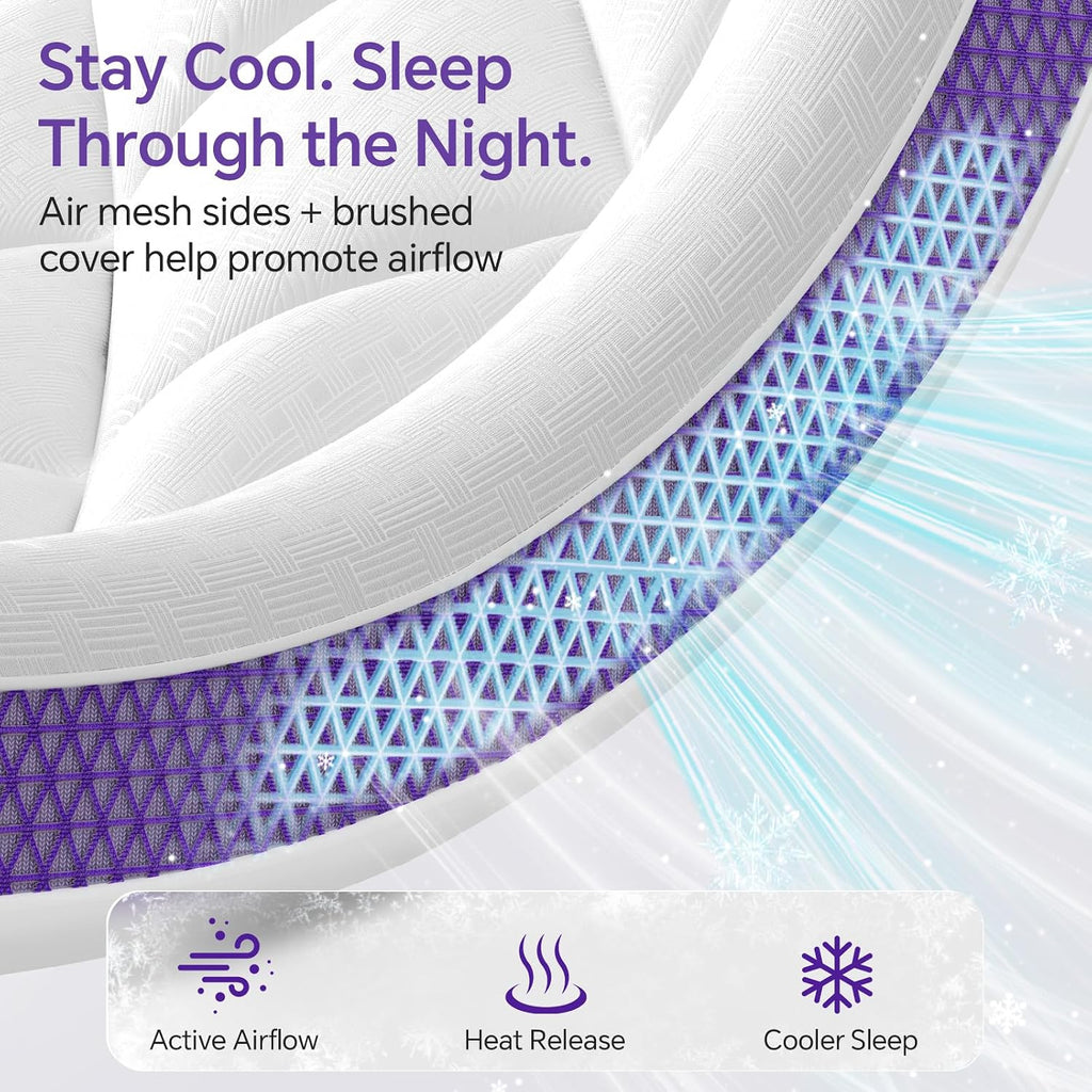 Full Mattress Topper, Viscose Derived from Bamboo, Soft Pillow Top | Cushioned Support, Breathable Mesh Sides, Memory