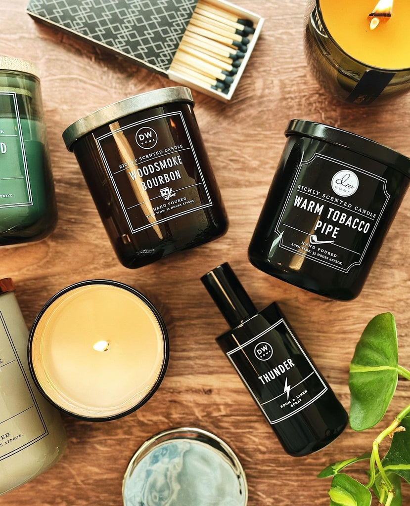 Woodsmoke Bourbon Scented Candle, 9 oz Jar, Hand Poured Single Wick, Up to 33-Hour Burn Time, Smoked Bourbon, Oak