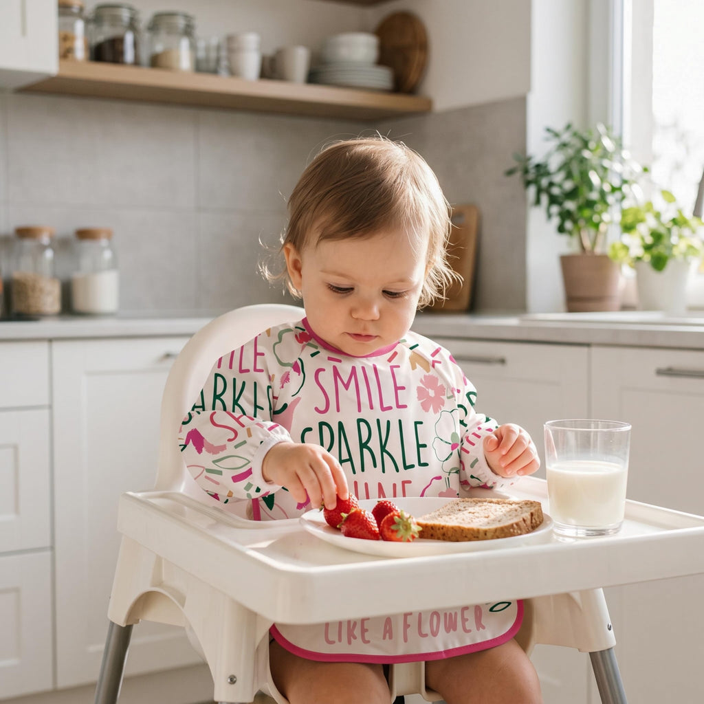 3 Pack Long Sleeve baby Bibs for Eating, Waterproof Smock Bib