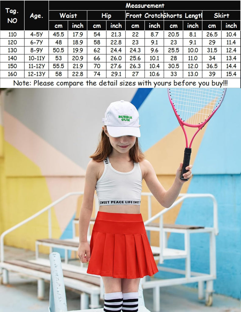 Girls Tennis Skirts with Pockets Kids Athletic Pleated Golf Skorts