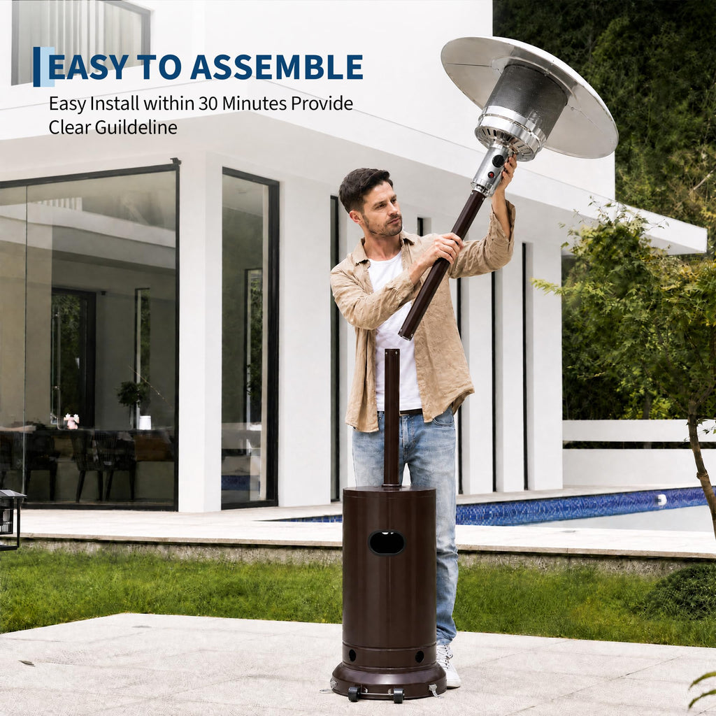 48, 000 BTU Stainless Steel Propane Patio Heater with Wheels, Bronze