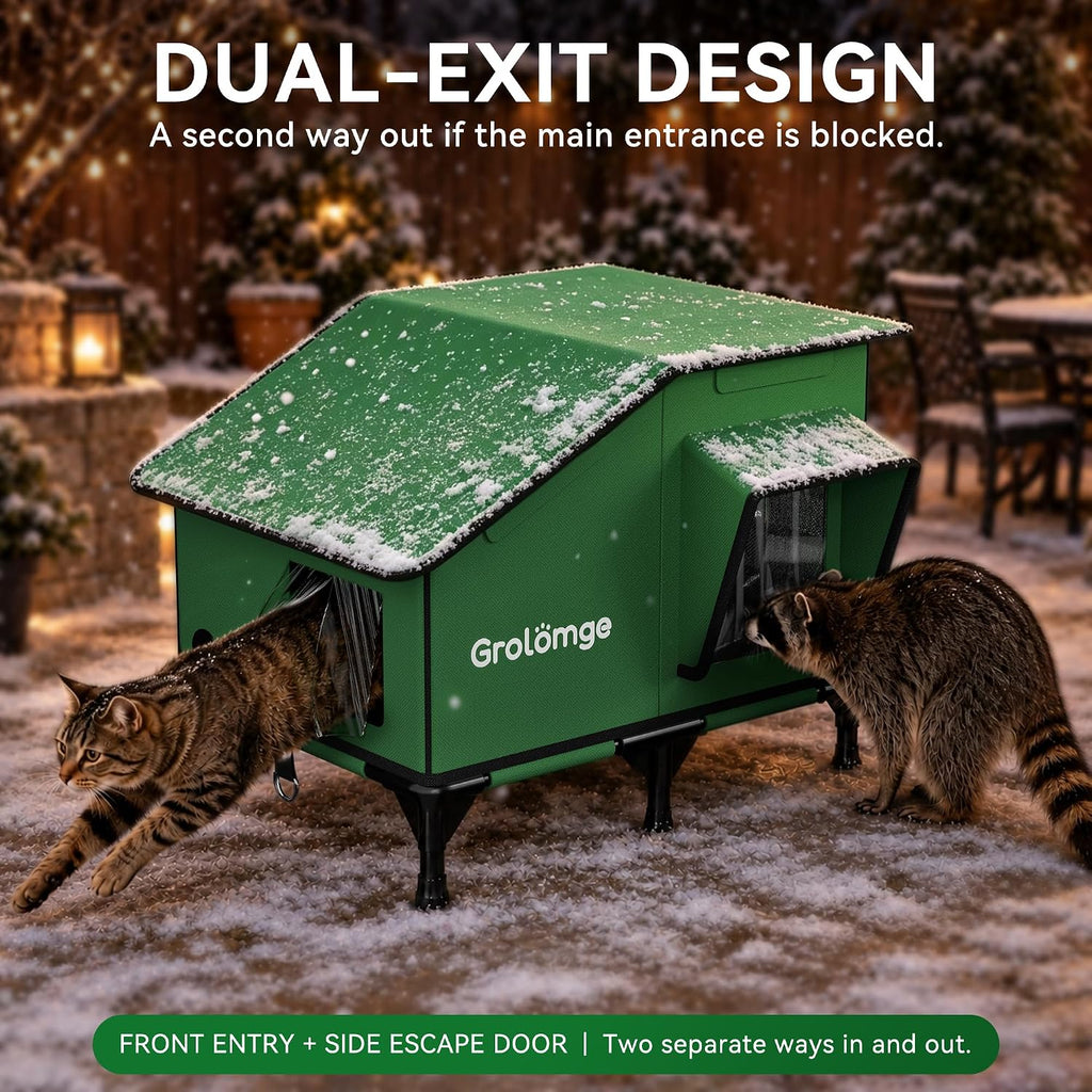 Heated Cat House for Outside, Weatherproof Outdoor Cat Shelter