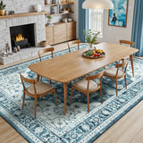 5x7 Washable Vintage Boho Area Rug, Soft Non-Slip Carpet for Living Room Bedroom Blue