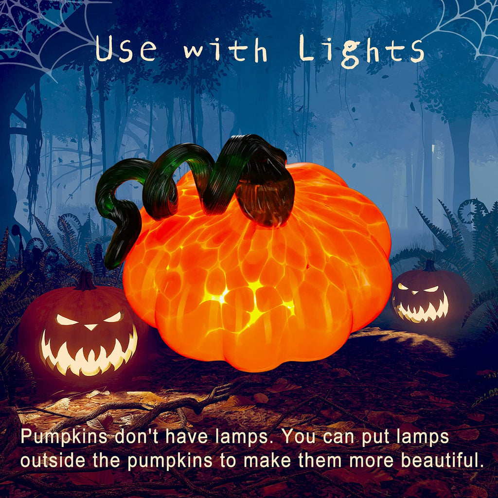 4 x 4 Inch Fall Hand Blown Glass Pumpkin for Decorating, Orange