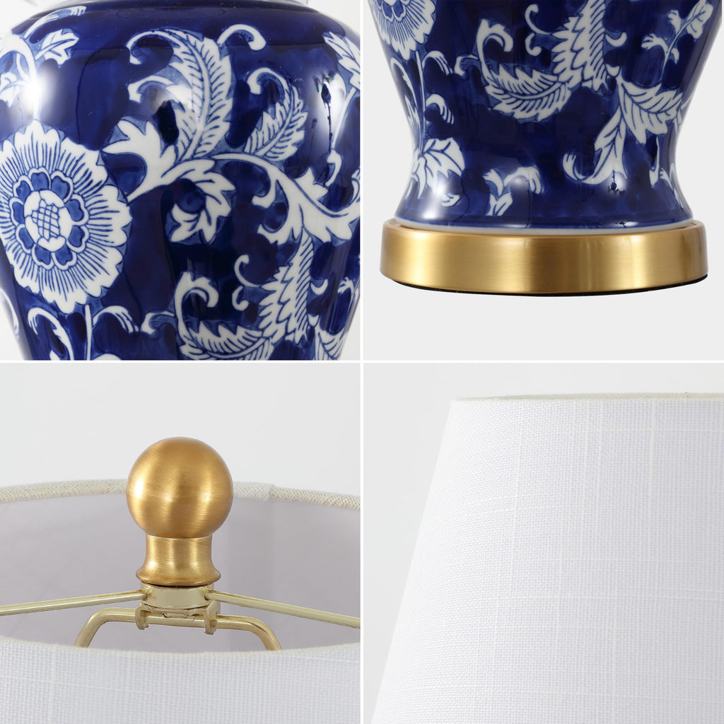 Penelope Ginger Jar 22" LED Table Lamp, Navy/White