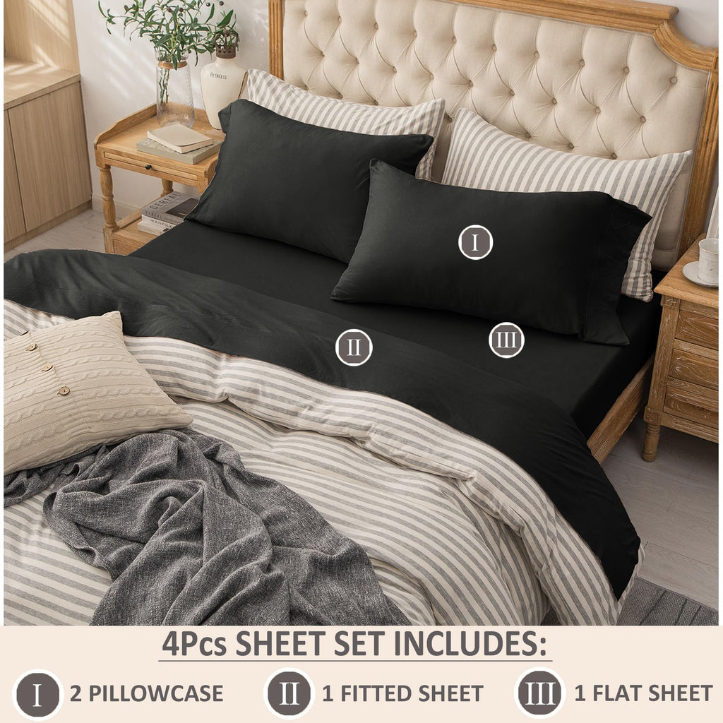 Jersey Knit Sheet Set Solid Black King