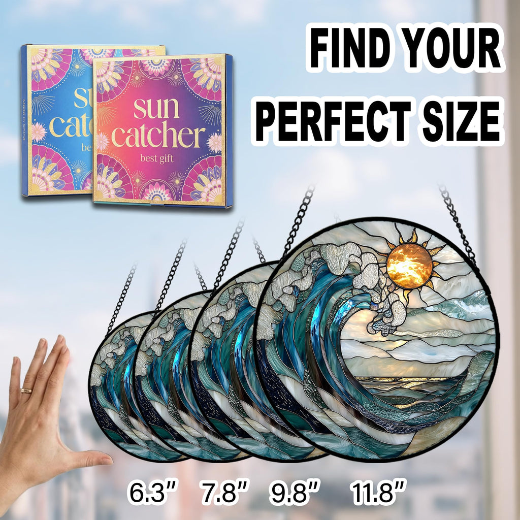 Ocean Wave Sunset Suncatcher Sun Catchers Indoor Window Gift for Women 12"