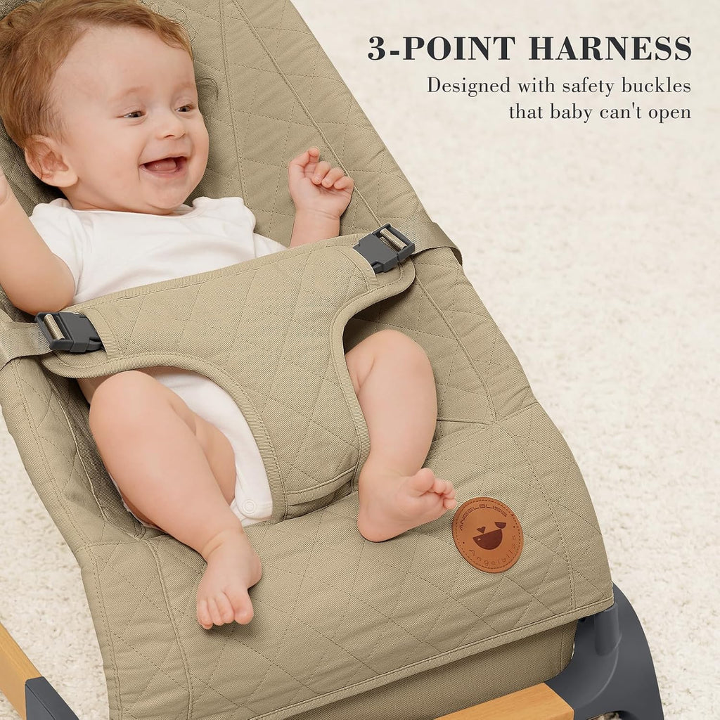 Bouncer Seat for Infants, Portable Bouncy Seat, Brown