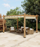 Patio Pergola, Outdoor Patio Gazebo with Retractable Sun Shade, Metal Pergola Shelter for Backyard Deck Garden (Wood-Grain, 10 x 13 FT)