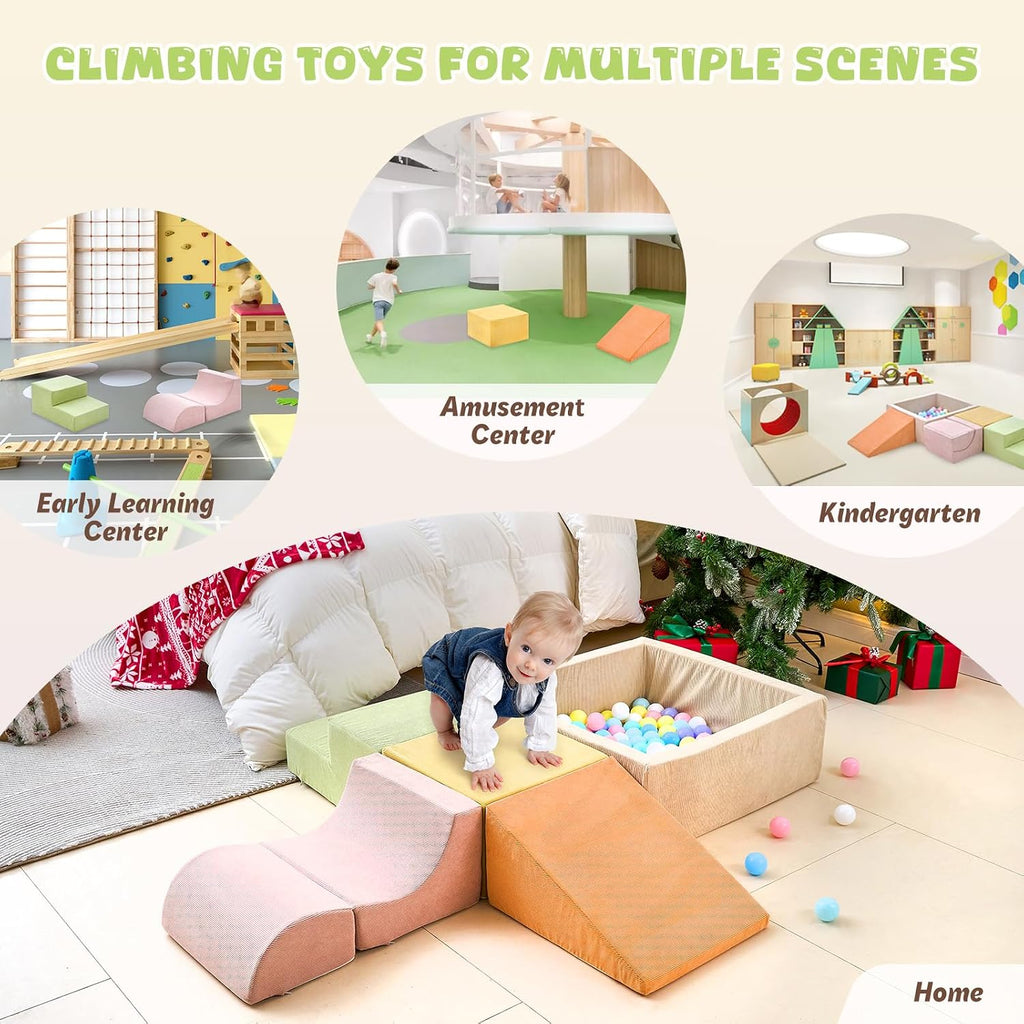 Climbing Toys for Toddlers, Toddler Climbing Toys Indoor, Piece Foam Climbing Blocks with Ball Pit (Balls not