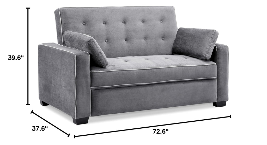 Ainsley 72.6" Convertible Sleeper Sofa, Queen Size, Dreamcoil Comfort, Soft Woven Fabric, Charcoal