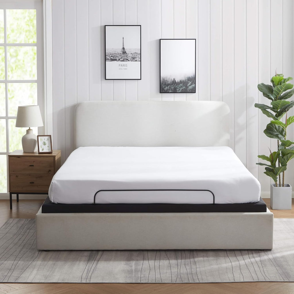 Queen Adjustable Bed Frame with Massage and Wireless Remote, Electric Base with Head and Foot Incline, Zero Gravity