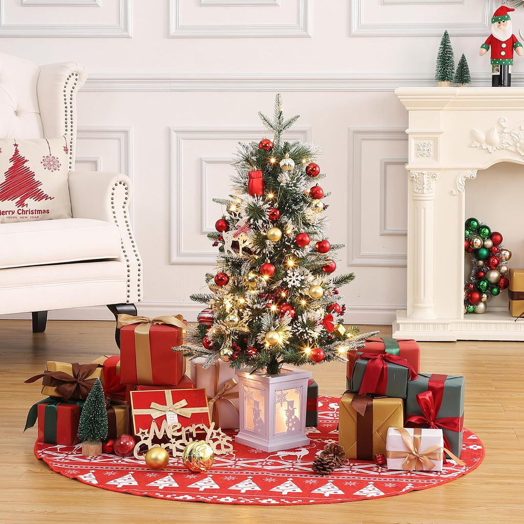 2Set 3FT Prelit Christmas Tree, Artificial Tree with Lighting Base