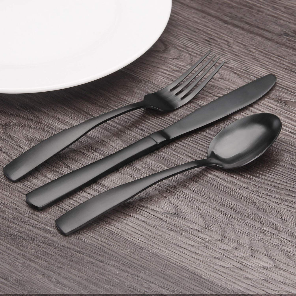Matte Black Silverware Set, 20-Piece Stainless Steel Flatware Set, Kitchen Utensil Set Service for 4, Tableware