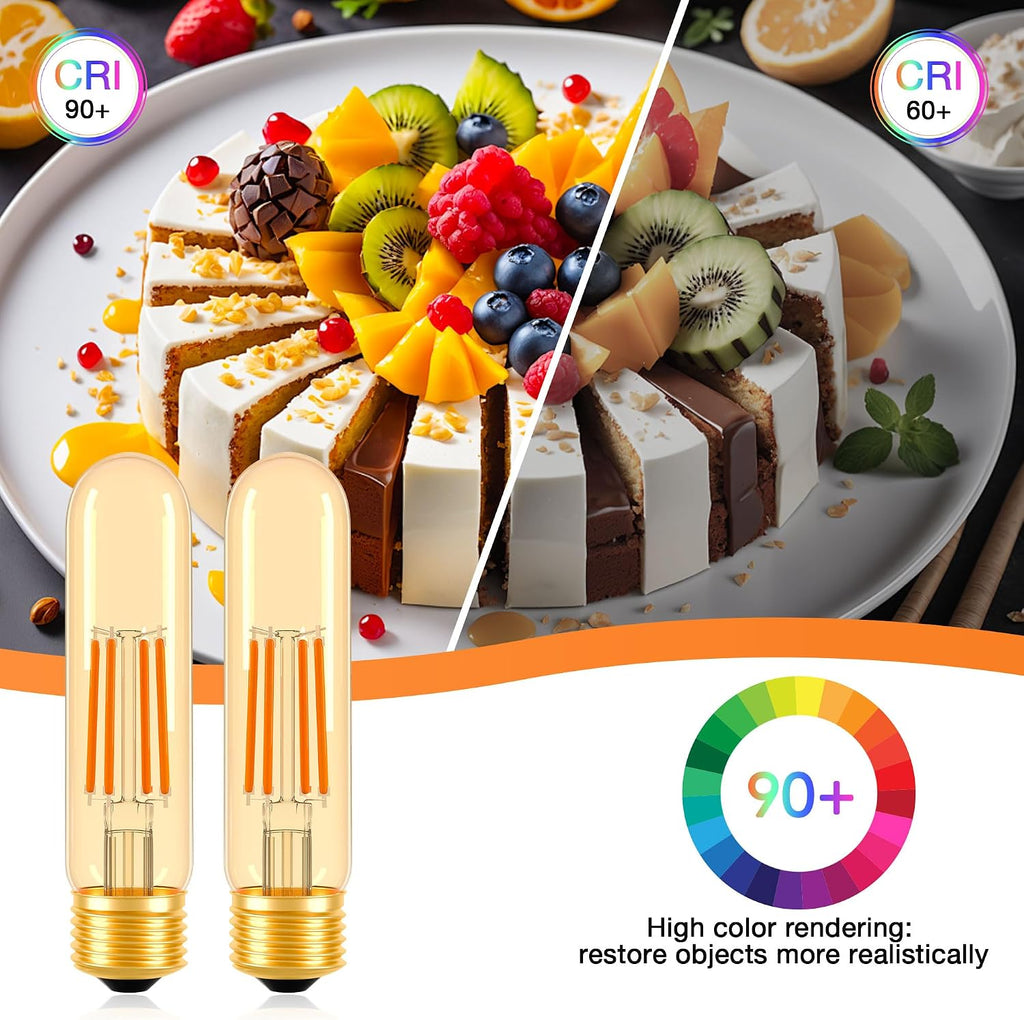 E26 T10 LED Bulb 4W Equivalent 40W 2200K Amber Warm White 2 Pack