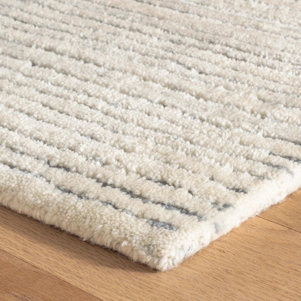 Avery Pewter Blue Striped Hand Tufted Rug