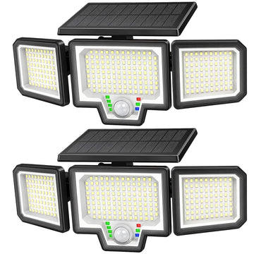 Solar Motion Sensor Lights Outdoor, 282 LEDs Security Lights, 2 Pack