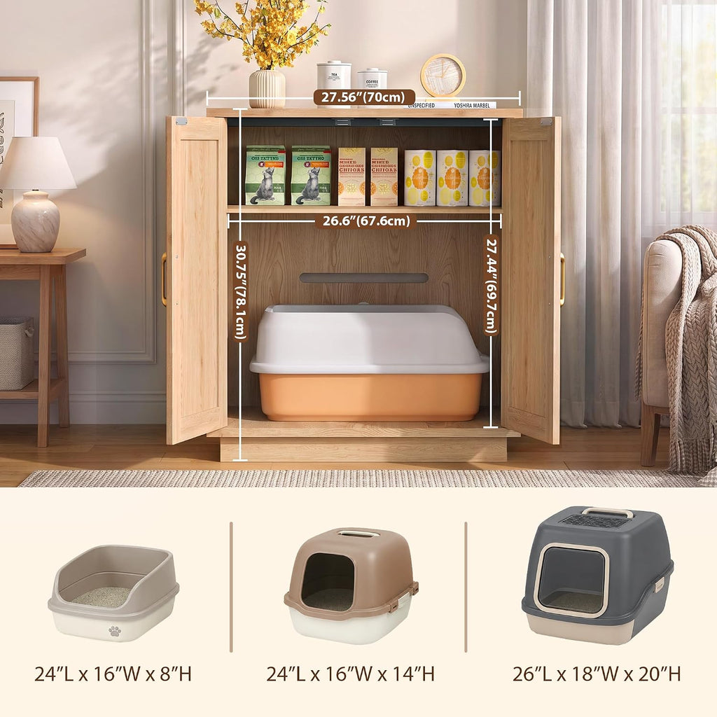 Cat Litter Box Enclosure Furniture-Hidden Storage