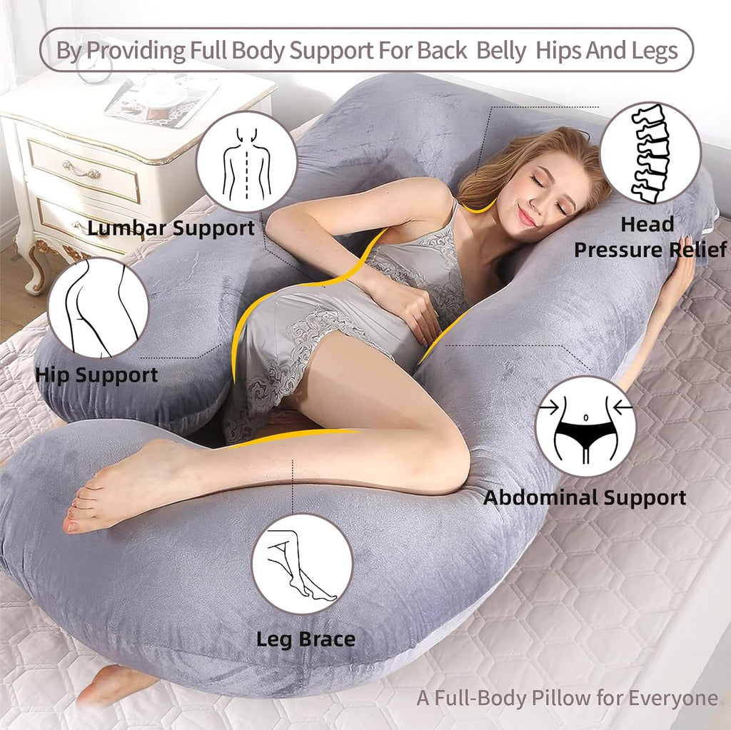 60 Inch Full Body Pregnancy Pillows for Sleeping Cooling Pregnancy Pillow,U Shaped Pregnancy Body Pillow,Maternity