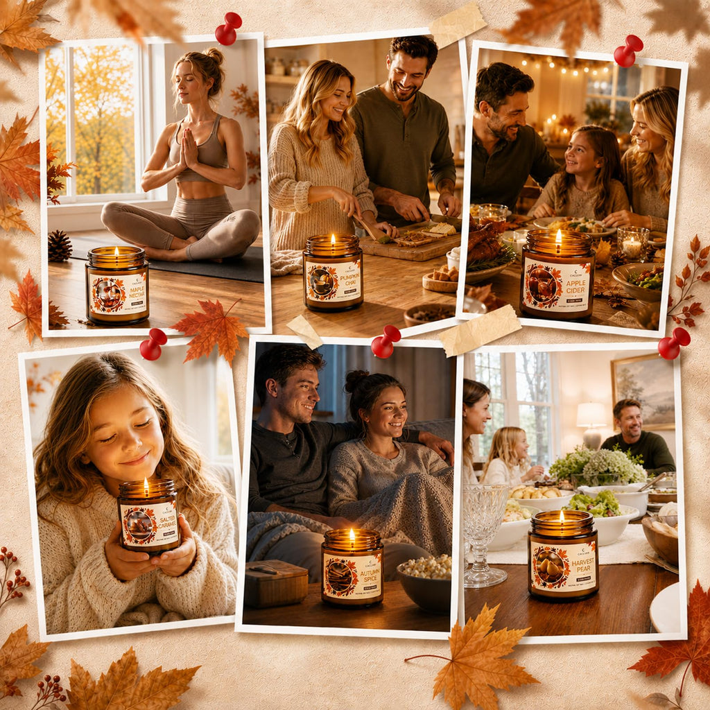 Fall Candles Set, Scented Candles, Gift Ready, 6 x 3.5oz