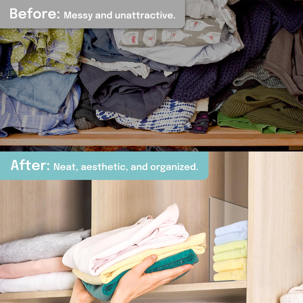 Shelf Dividers for Closet Organization: 12 Pack Durable Clear Acrylic Divider Organizer for Shelves - Vertical