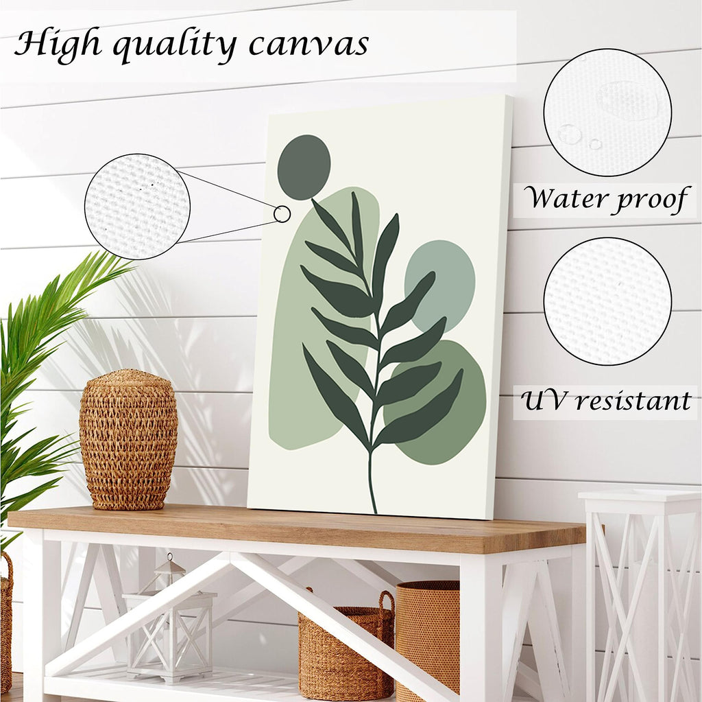 Large Framed Boho Canvas Wall Art Set of 3, Mid Century Modern room Decor, Minimalist Geometric Abstract Boho