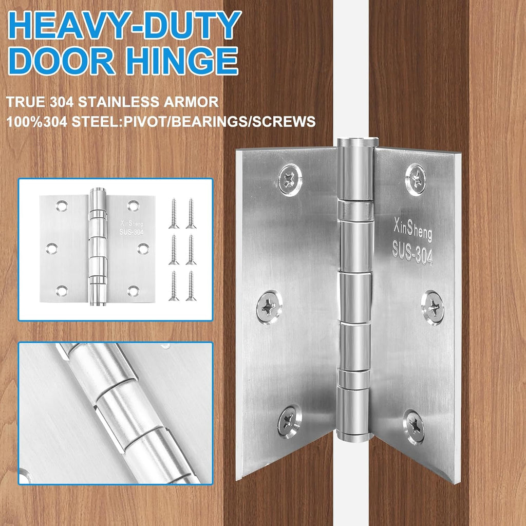 3.5" Heavy Duty Door Hinges XinSheng 304 Stainless Steel 3 Pack | Great anti-rust performance，Anti-tamper hinge