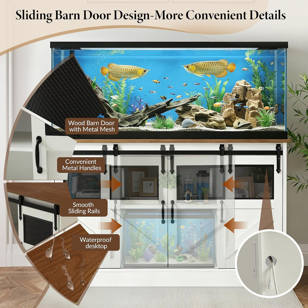 55-75 Gallon Fish Tank Stand with Power Outlet, White Aquarium Stand