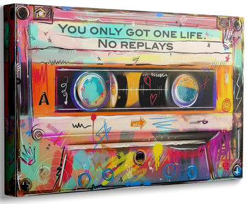 Colorful Graffiti Cassette Tape Motivational Wall, You Only Got One Life Inspirational Canvas Prints, Pop Street