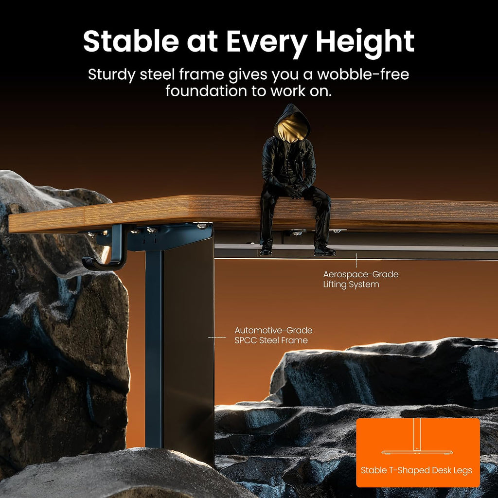 Height Adjustable Electric Standing Desk, 48 x 24 Inches Sit Stand up Desk, Memory Computer Home Office Desk, Vintage