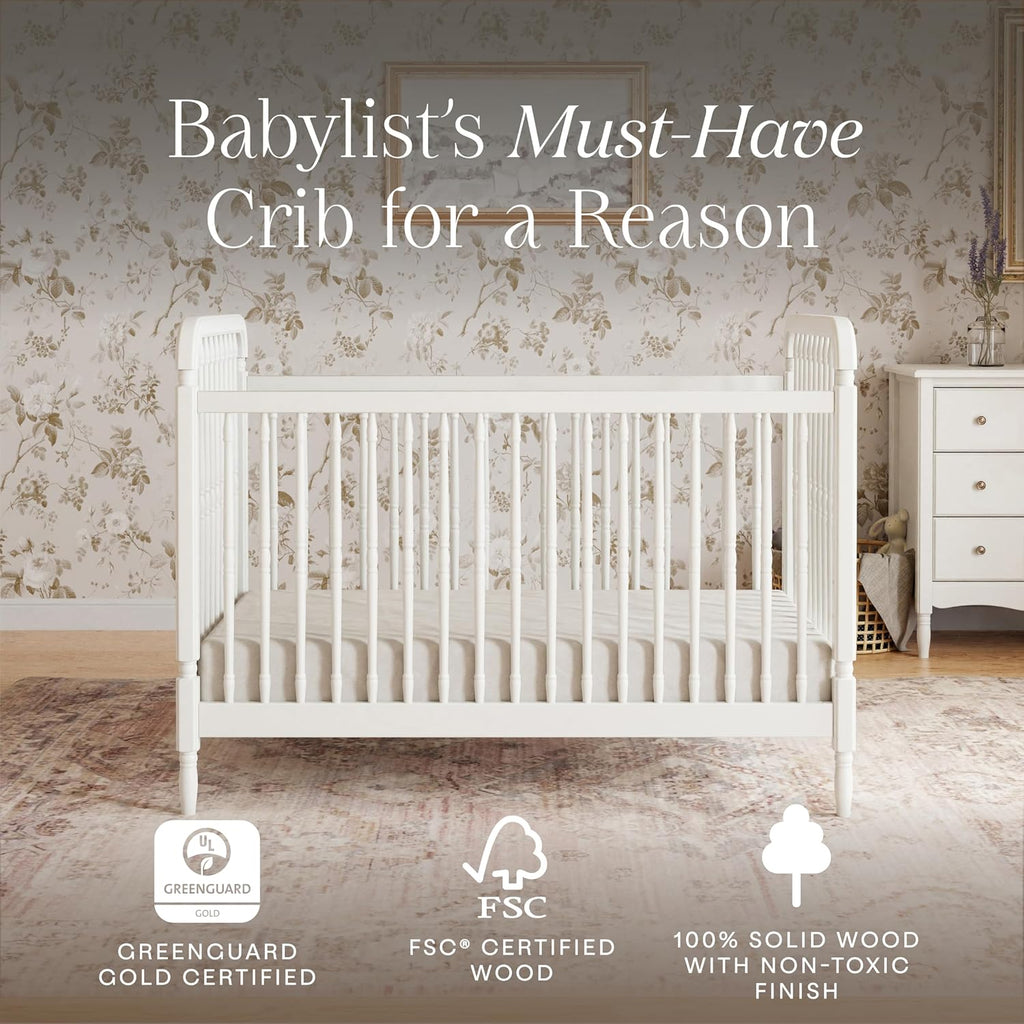 Liberty 3-in-1 Convertible Spindle Crib Warm White | GREENGUARD Gold & FSC Certified, Converts to Toddler Bed &