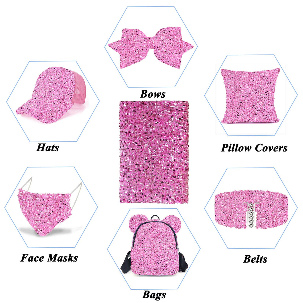 Pink Sequin Fabric 5 Yards Sequin Velvet Fabric by The Yard Shimmer Sequence Fabrics for Sewing Clothes Reversible