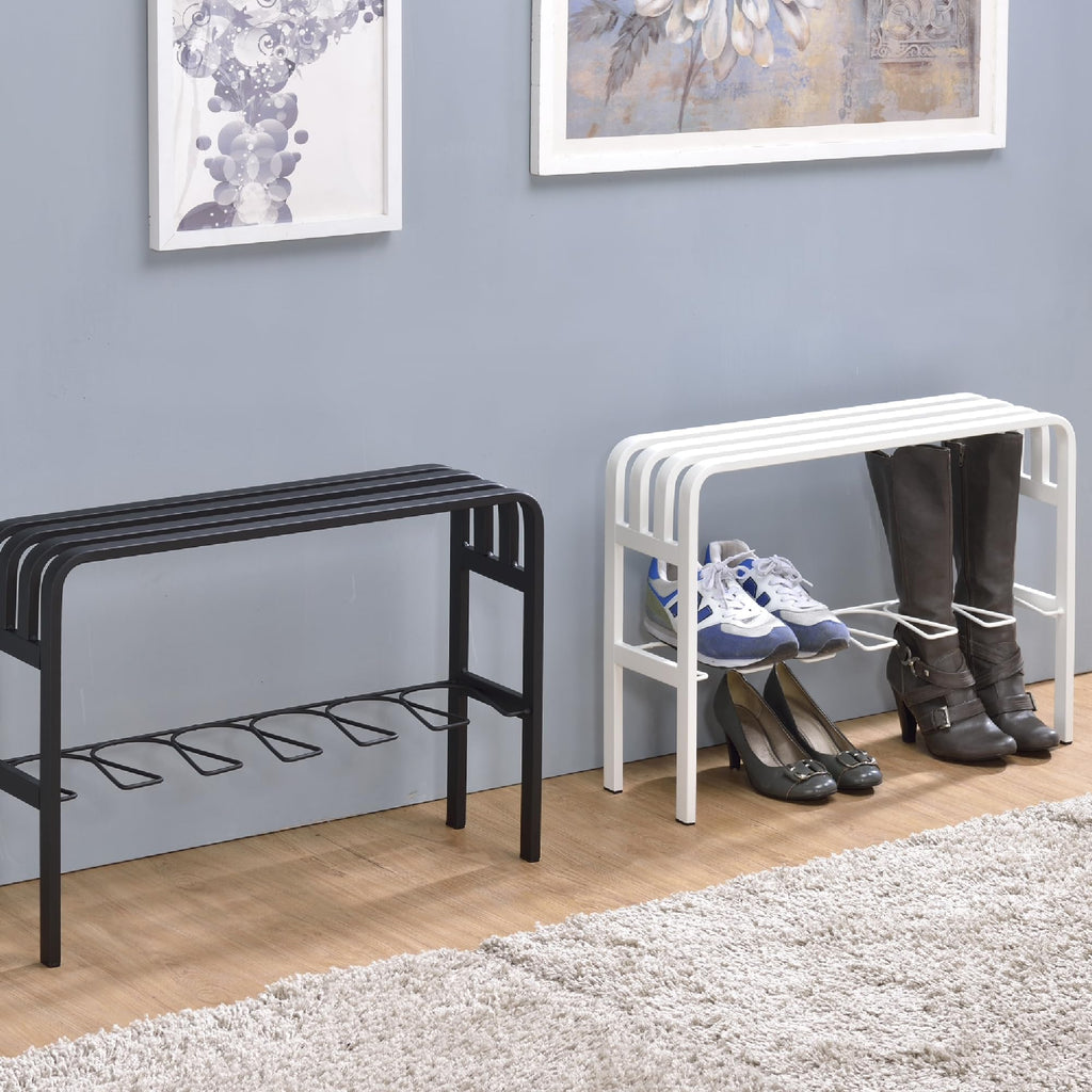 Horizontal Steel Shoe Bench, Shoe Organizer, Shoe Storage Bench (White)