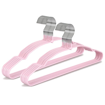 Non Slip Hanger 20 Pack, Metal Clothes Hangers Space Saving, Heavy Duty Rubber Coated Wire Hanger for Coat, Shirt