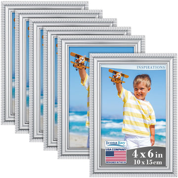 4x6 Picture Frames, Silver, 6 Pack, Contemporary, Inspirations