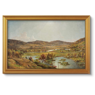 Gold Framed Autumn River Valley Large Wall Art, 24×36inch