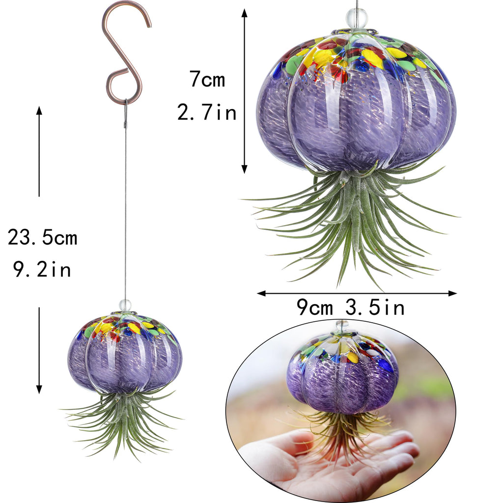 Hand Blown Glass Jellyfish Air Planter Hanging Garden Decor