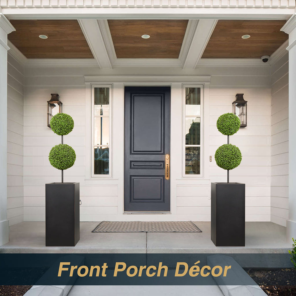 14Lx14Wx30H Tall Metallic Heavy Planter for Outdoor Porch/Patio Set of 2