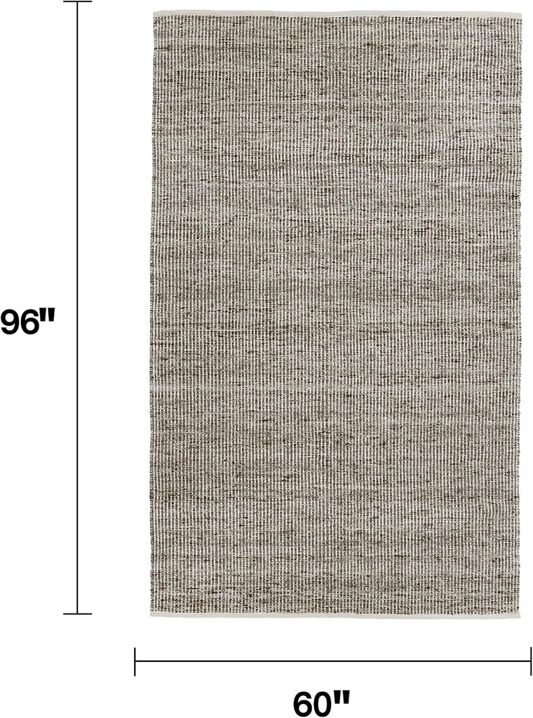 Natural Fiber Area Rug - Hand loomed, Soft, Ideal for High Traffic - Sustainable Wool - Striped - Bedroom