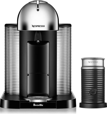 Vertuo Coffee and Espresso Maker by , Chrome with Aeroccino Milk Frother
