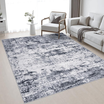 Area Rug Living Room: Modern Washable Indoor Soft Carpet Grey