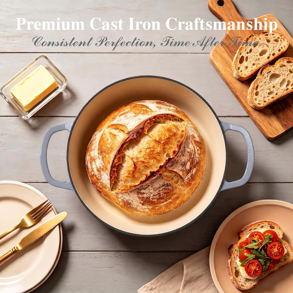 6QT Enameled Cast Iron Dutch Oven for Bread Baking