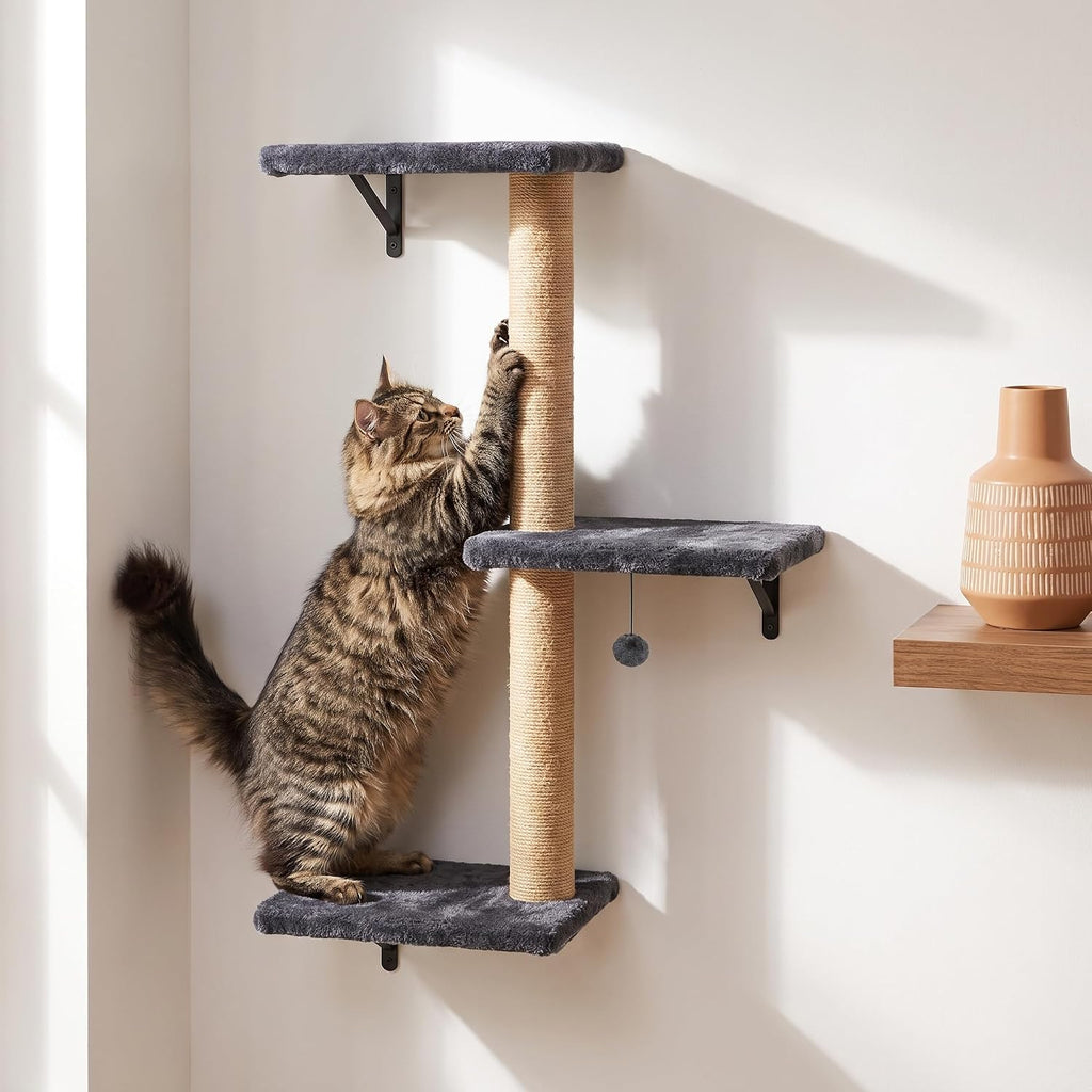 Cat Climbing Wall Systems with Scratching Post & Massager Groomer