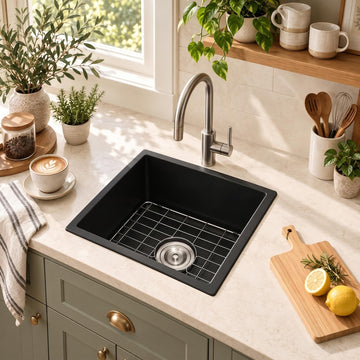 Black Bar Sink 15×17 Inch, Undermount & Drop-In Small Kitchen Sink