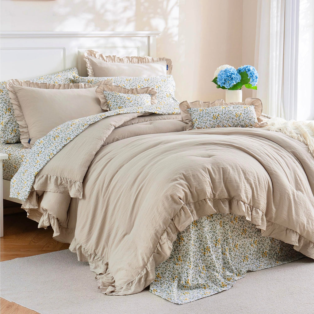 Ruffle Comforter Set 7 Pieces, Bedding Set