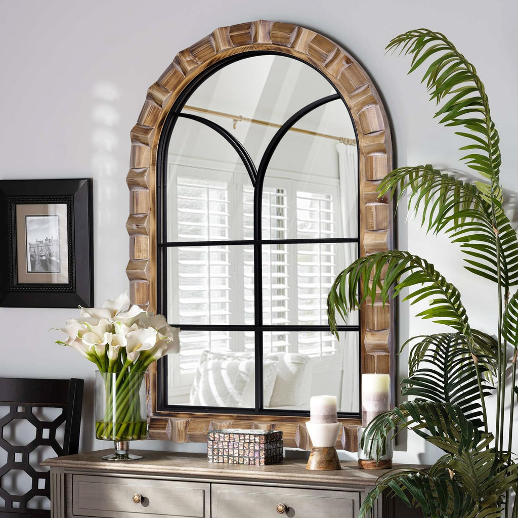 36x24 Inch Arched Window Pane Wall Mirror